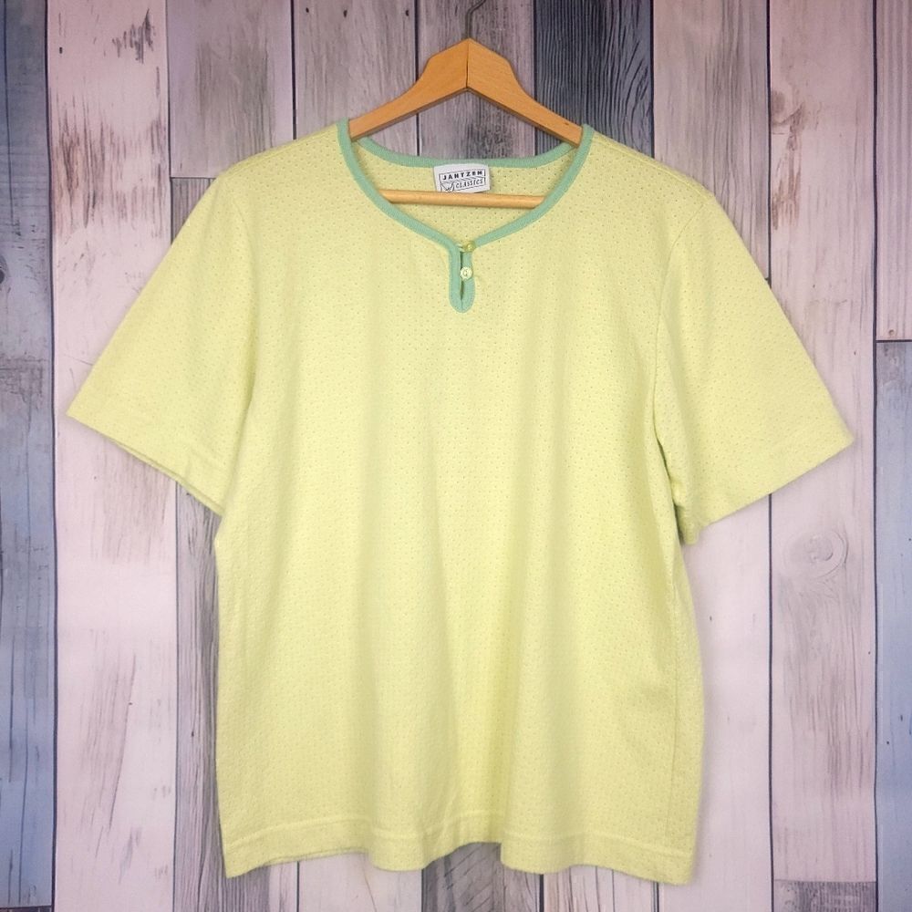 Vintage Jantzen Yellow Short Sleeve Knit T-shirt Top Size L/XL
